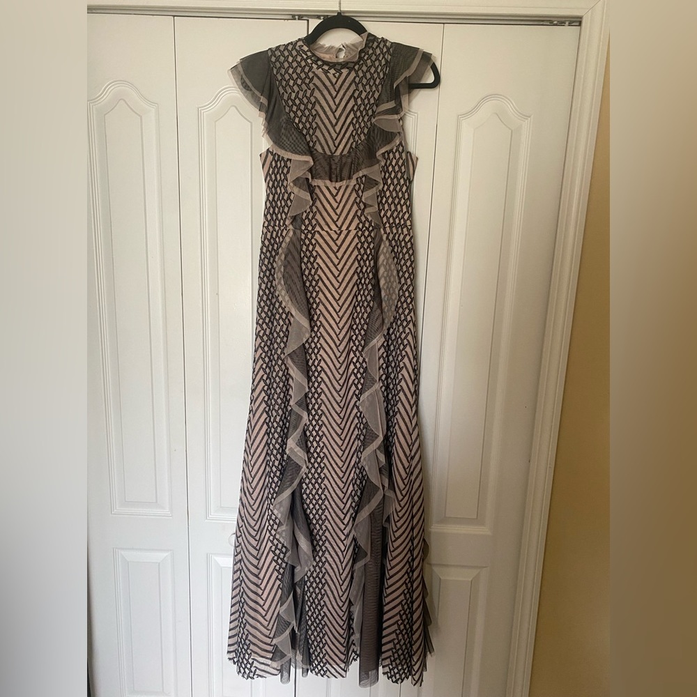 Bcbgmaxaria black with pink gown